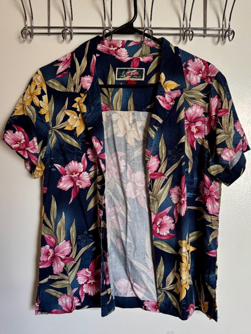 La Cabana Tropical Hawaiian Shirt Floral Vacation Resort Button Up Medium